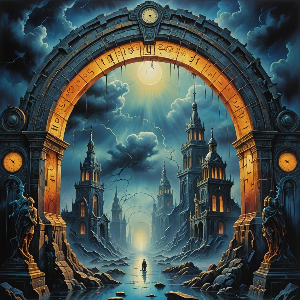 Arch of Eternity: A Surrealist Oil Painting