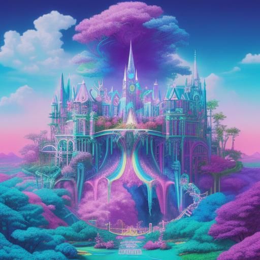 Vaporwave Wonderland: Mystical and Vibrant
