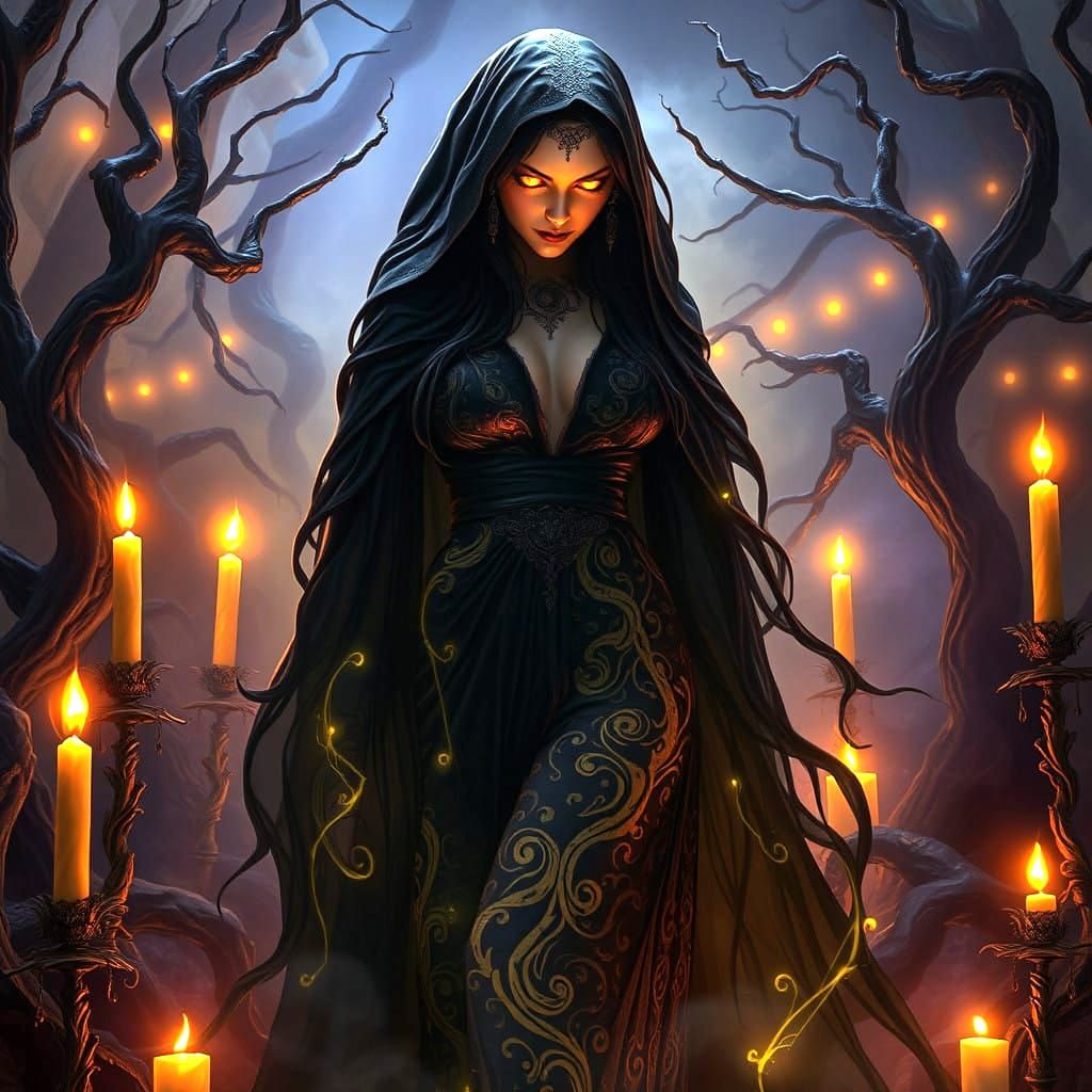 Surreal Dark Fantasy Art of Enchanting Woman in Deep Colors