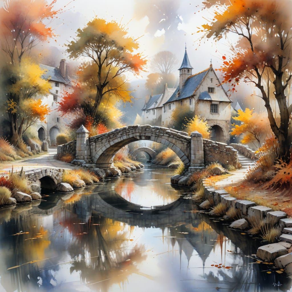 Autumn Village: Watercolour Landscape Painting