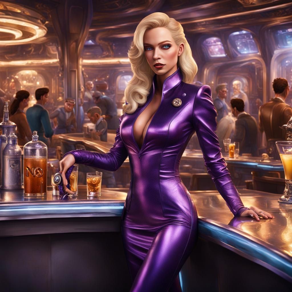 Space Babe Serving Drinks in Pirate Cantina