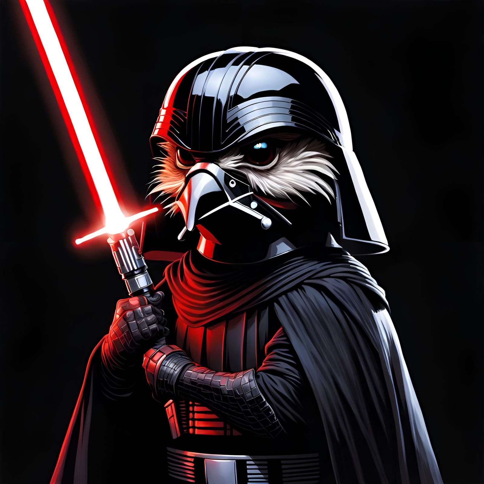 Hen as Kylo Ren Portrait in Comic Book Style