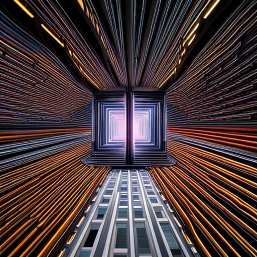 Anamorphic Illusion of Infinity in Hypercube with Neon