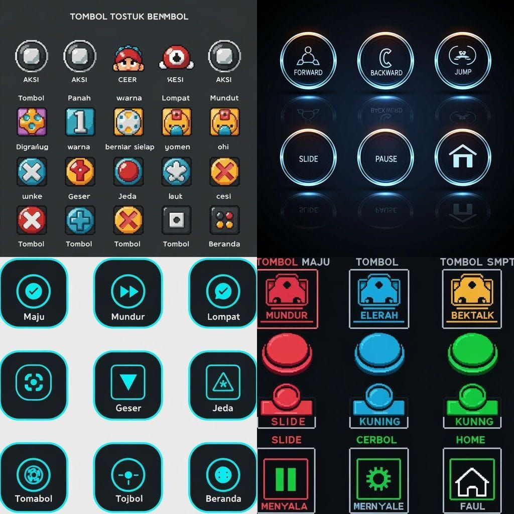 Game UI Buttons: Forward, Back, Jump, Slide, Pause, Home