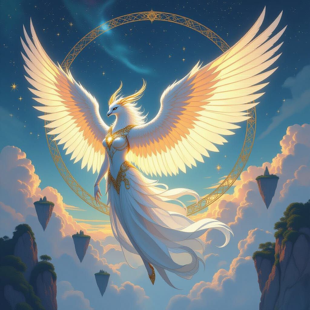 Winged Celestial Beast in Ultra-Realistic Fantasy Art