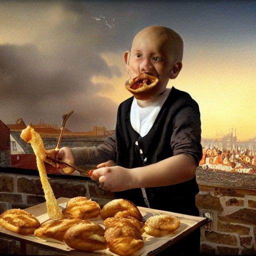 Sören Enjoying a Brezel: Detailed Matte Painting