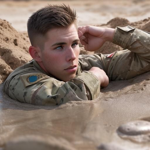 Soldier Sinking in Quicksand: Professional Photography