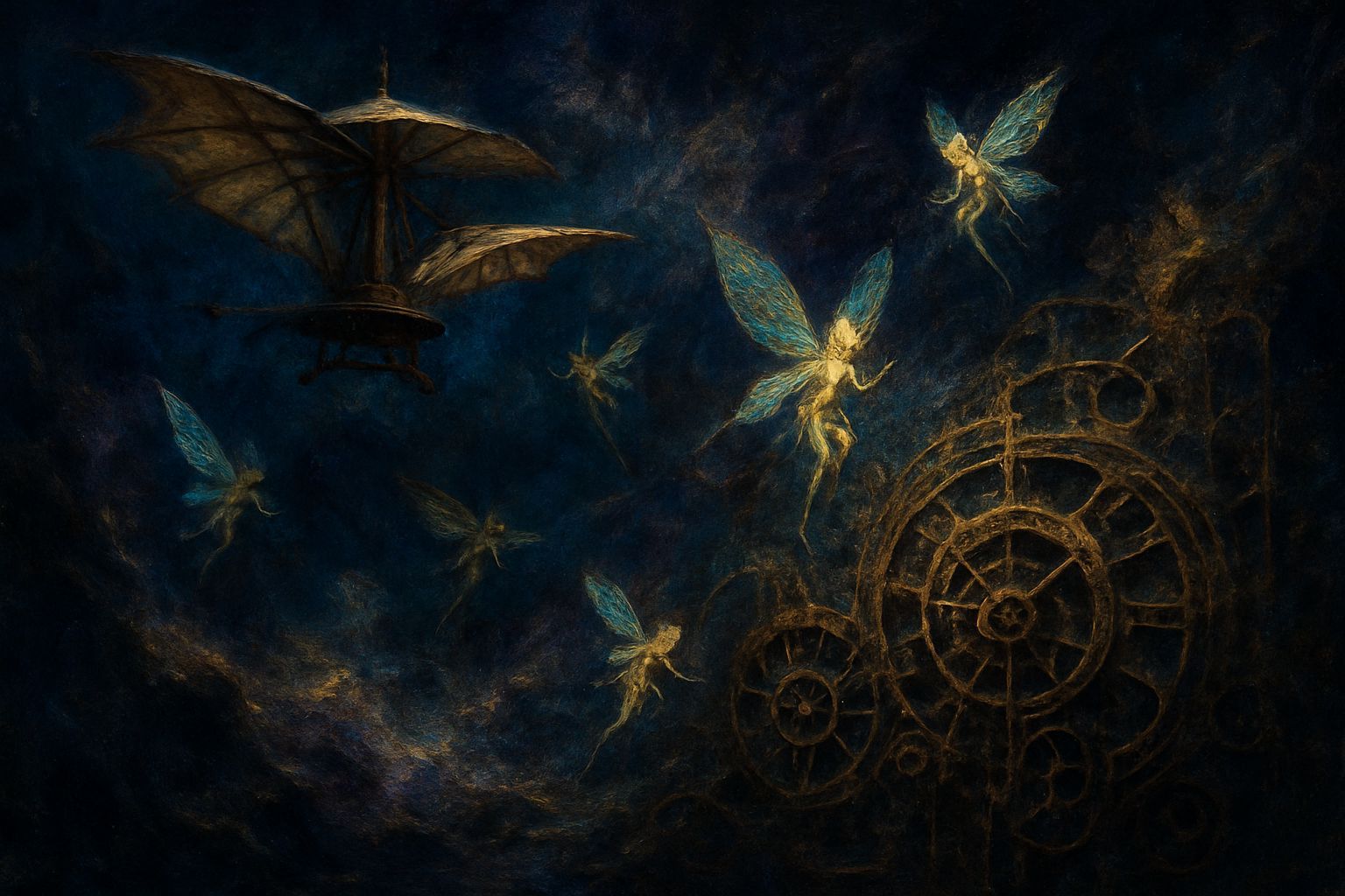 Da Vinci's Cosmic Dreamscape: A Dark Fantasy Flight