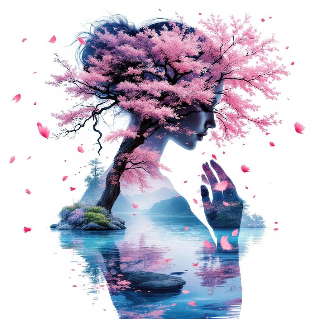 Double Exposure Silhouette: Four Seasons in Vivid Color