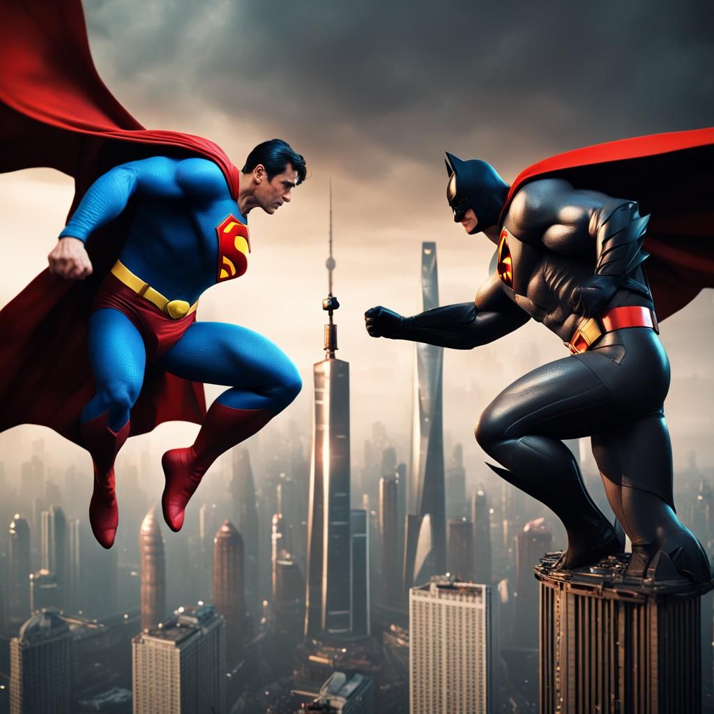 Superman vs Batman on Shanghai Tower: Detailed Matte Paintin...
