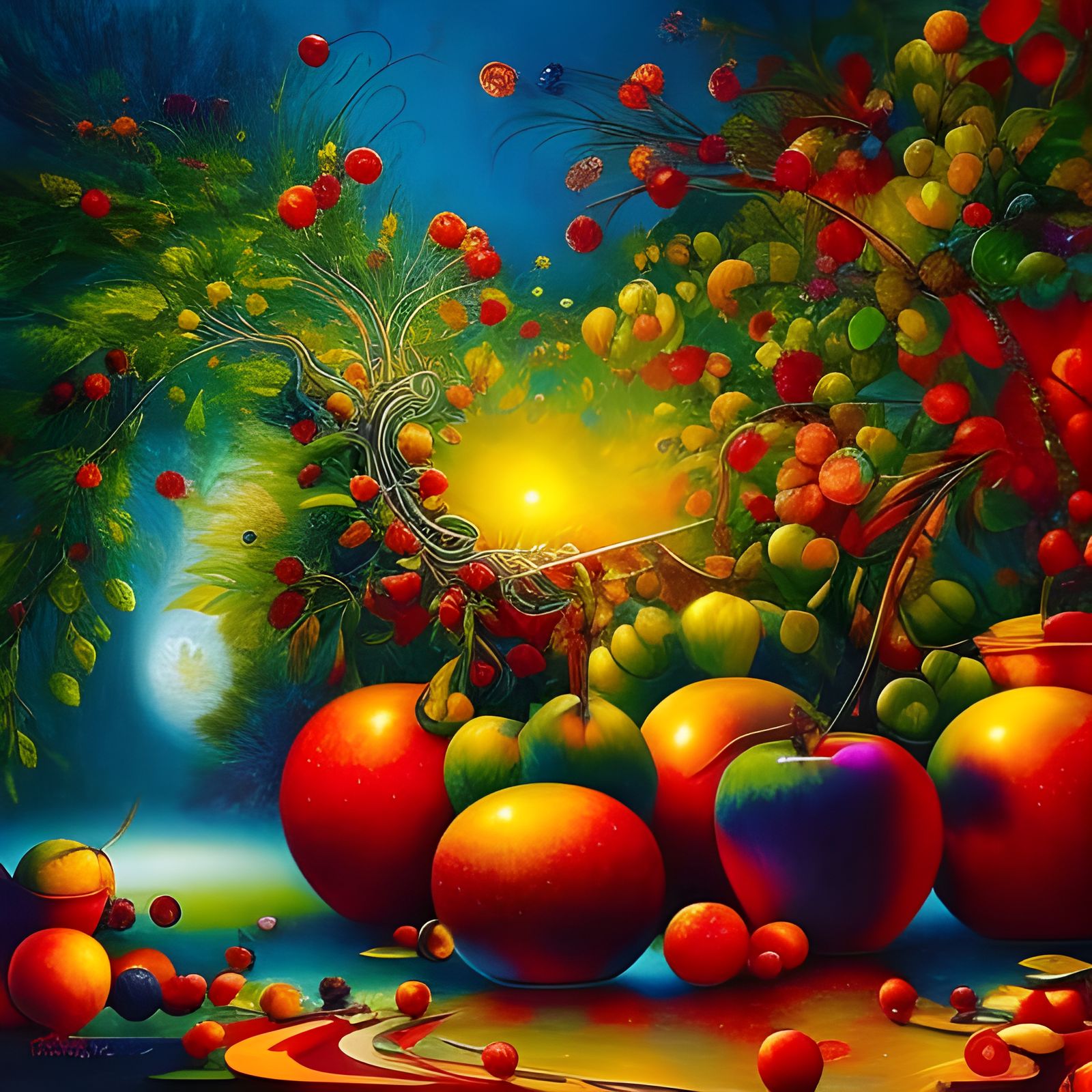 Apple Goddess Portal in Abstract Storybook Style