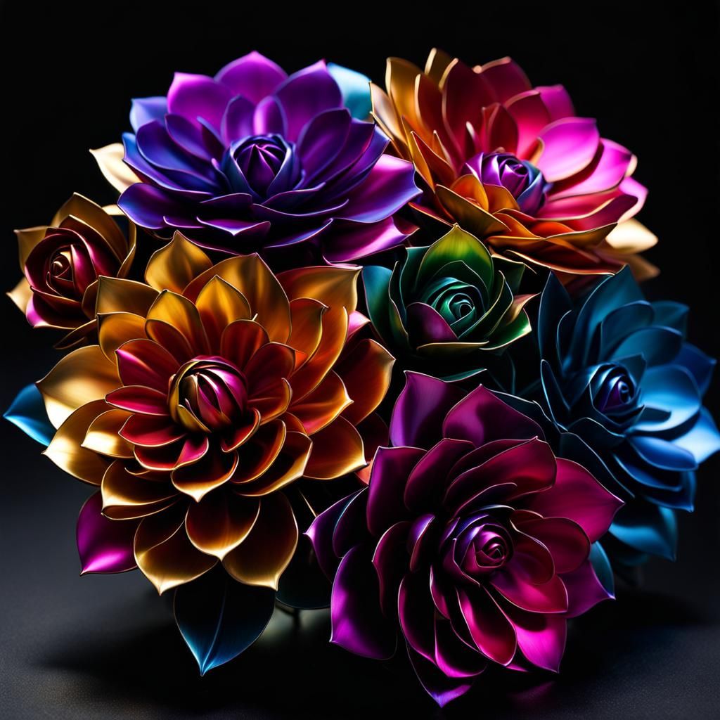 Rainbow Titanium Bouquet in Abstract Style