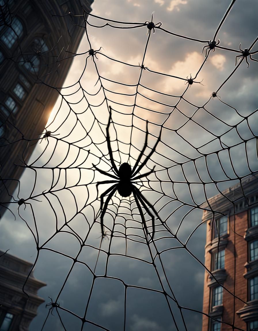 Dramatic Spider Descending Web in Digital Matte Painting