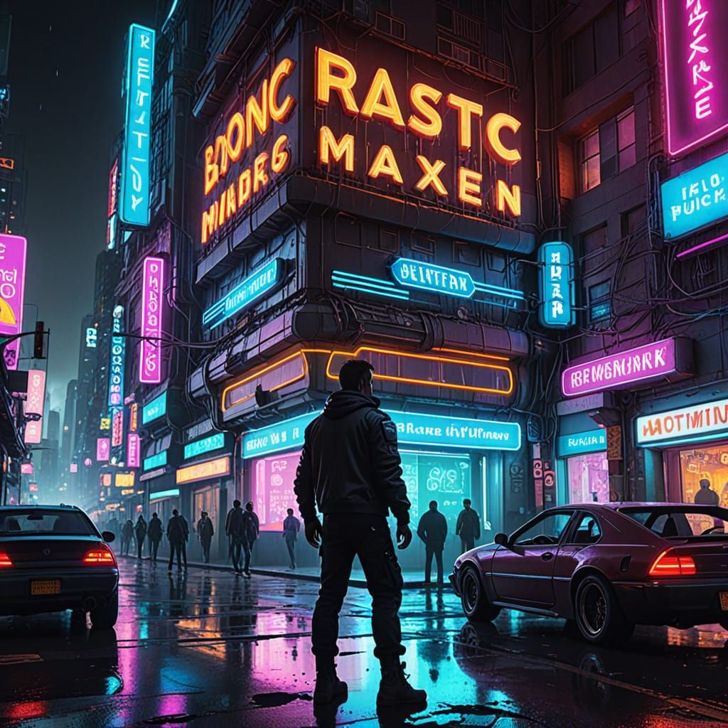Future Punk Utopia in a Neon Cityscape