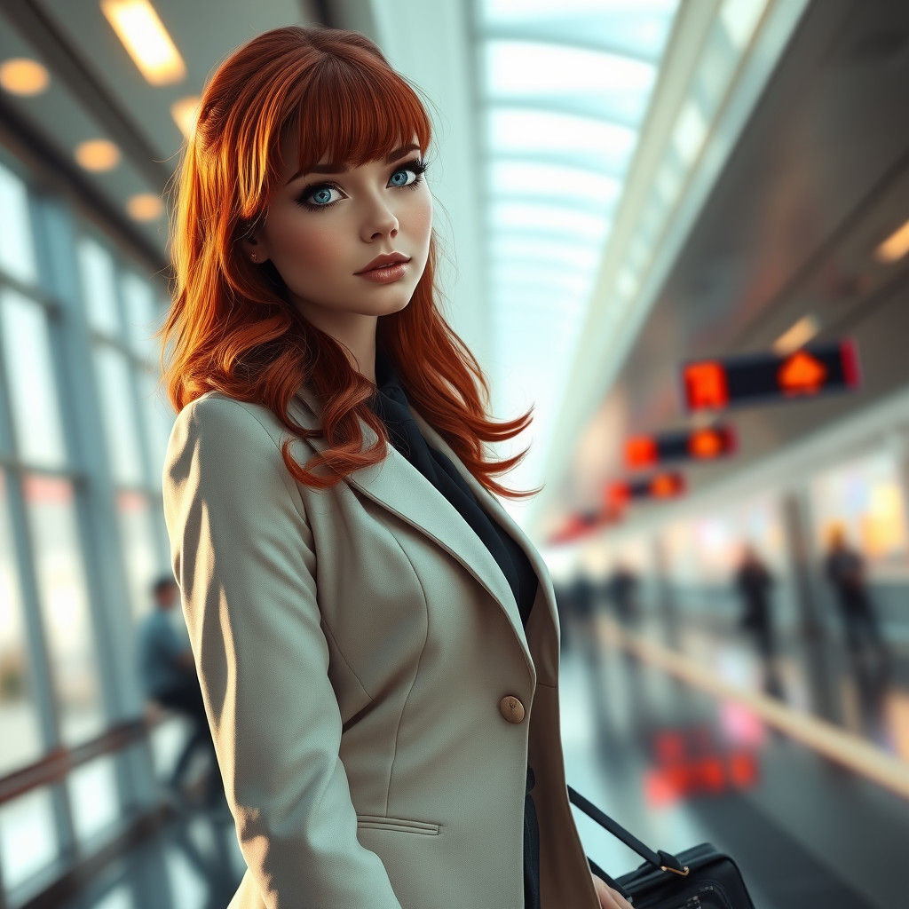 Stewardess Portrait in Hyperdetailed Art Nouveau Style