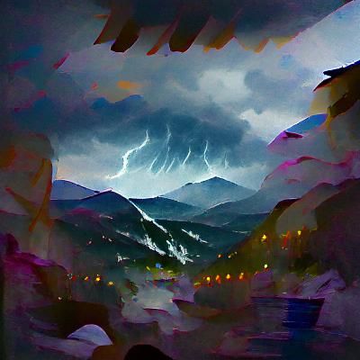 Monochrome Thunderstorm Over Jagged Peaks