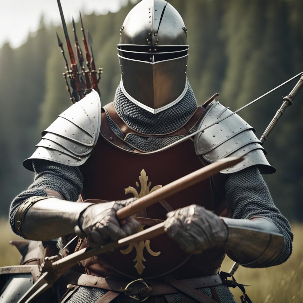 Medieval Knight in Battle with Crossbow