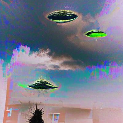 Classic Flying Saucer with Extraterrestrial Visitors