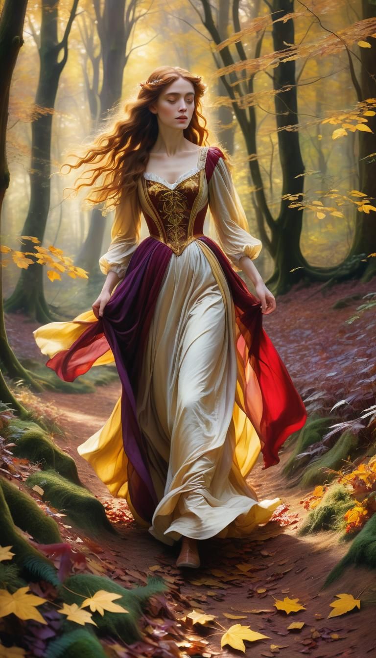 Enchanted Forest: Woman in Pre-Raphaelite Style