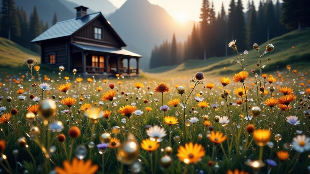 Vibrant Wildflowers in Morning Sunlight