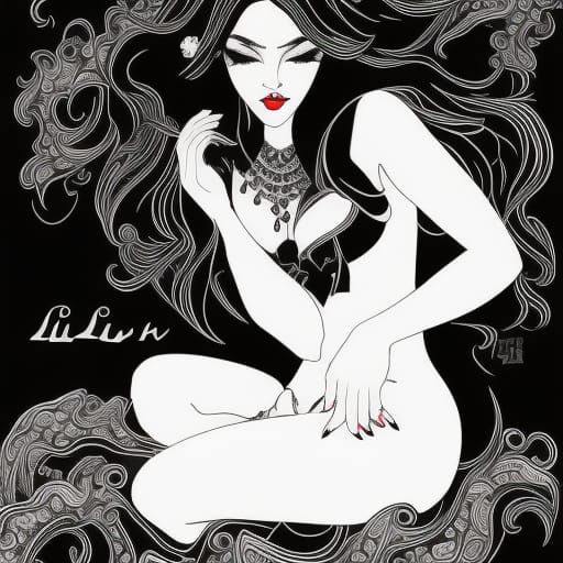 Stylized Ink Drawing of Lilith