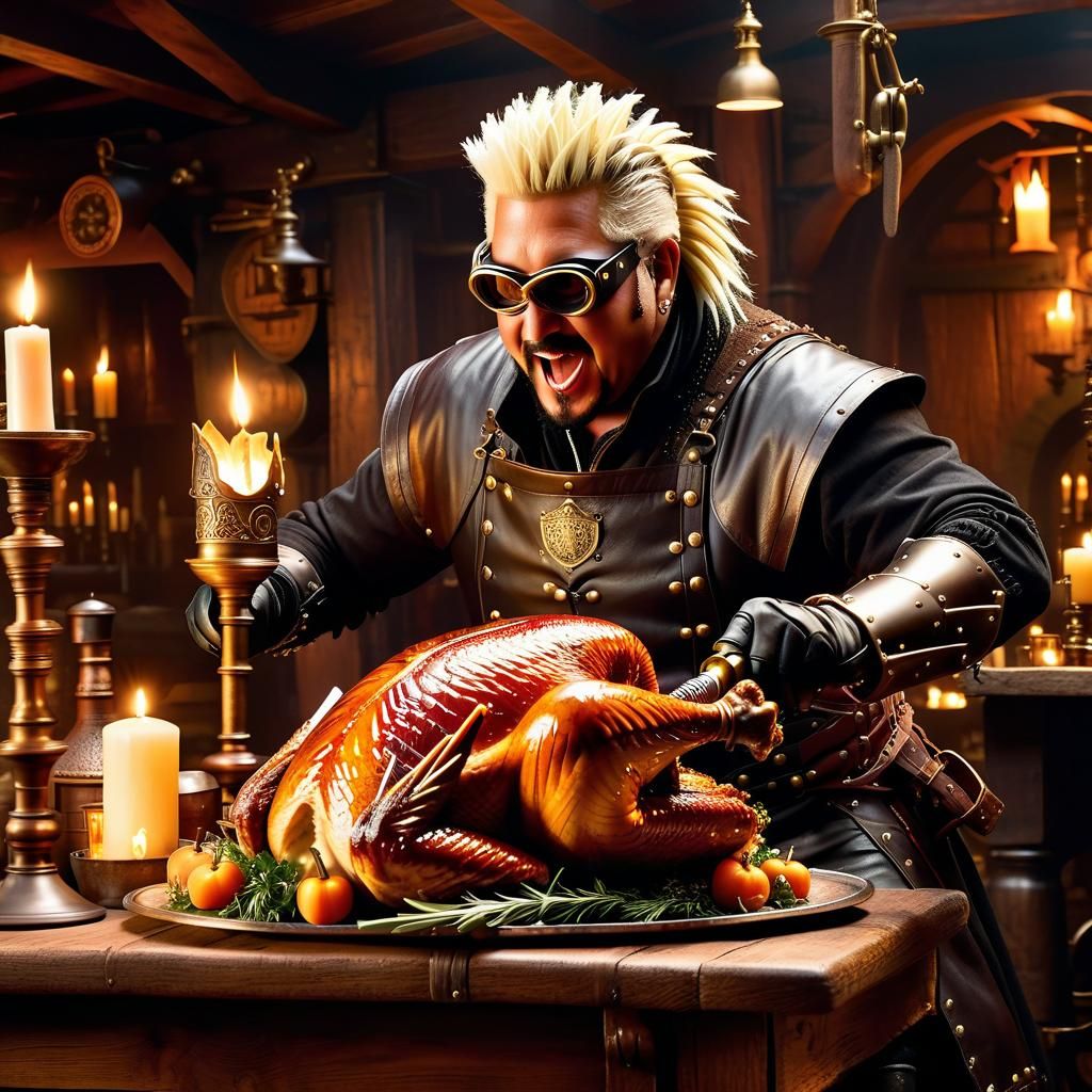 Steampunk Medieval Tavern Scene with Guy Fieri