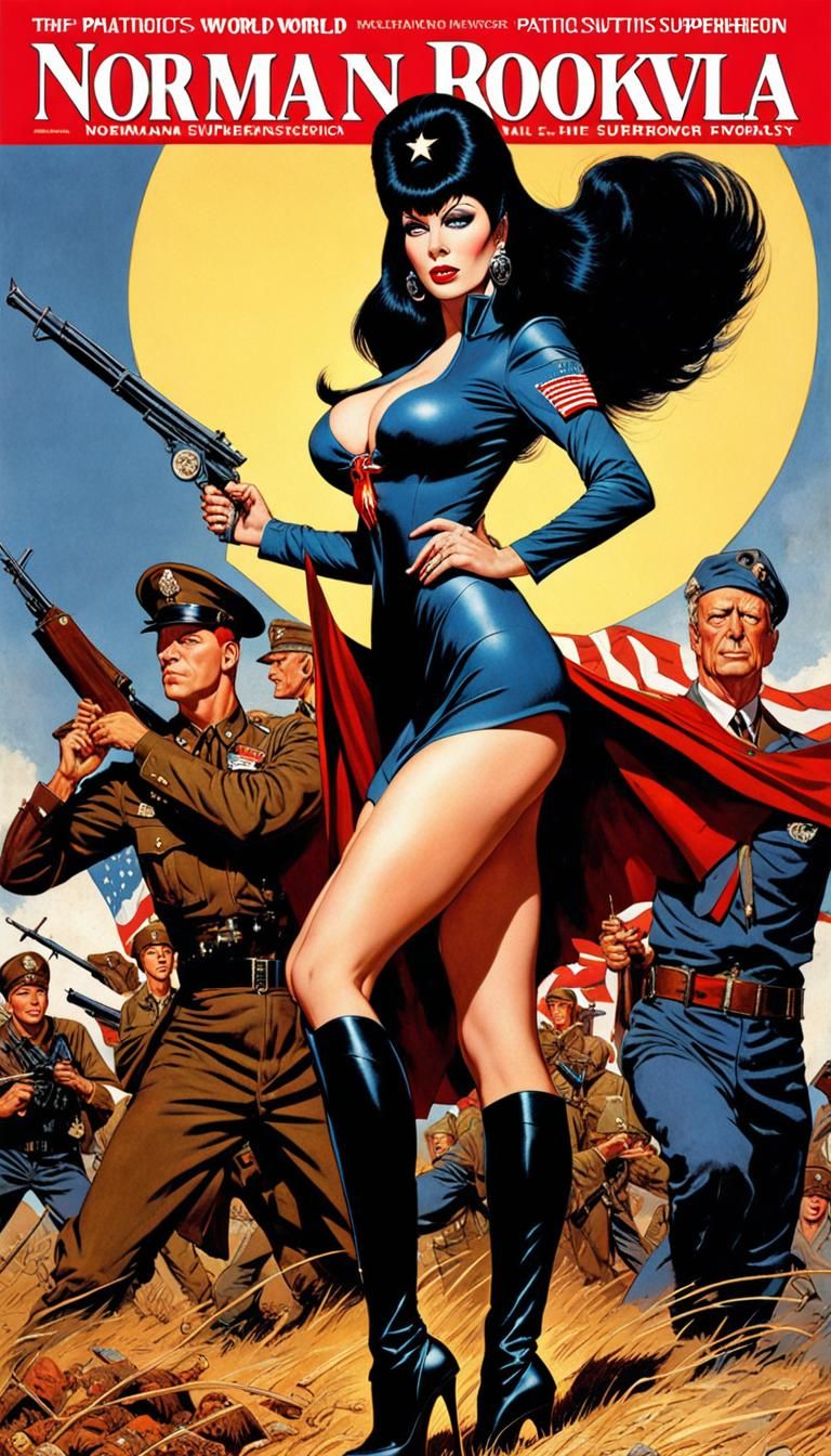 Elvira as patriotic world war 2 superhero