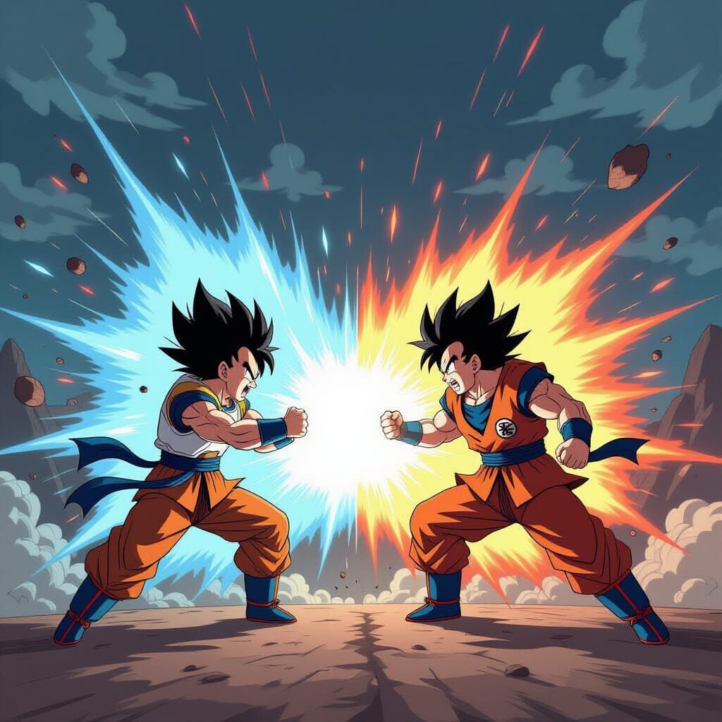 Goku and Vegeta's Epic Energy Battle Engulfs the World