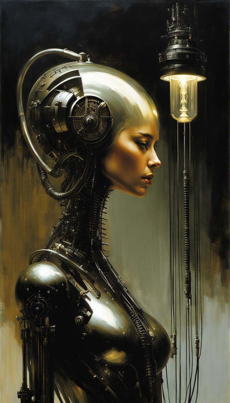 Biomechanical Lamp in Dark Surrealist Style