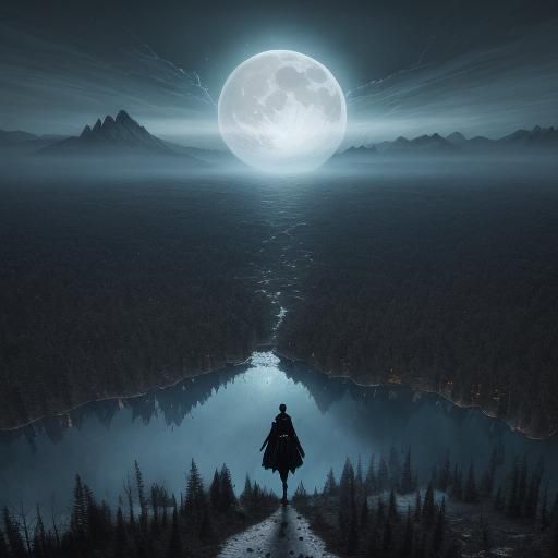 Surreal Apocalyptic Forest with Shadow Trees