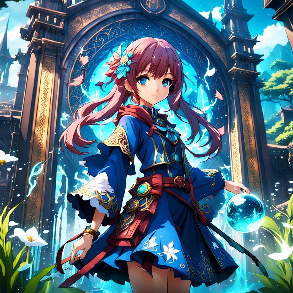 Anime Enchanted Girl in Detailed Matte Painting