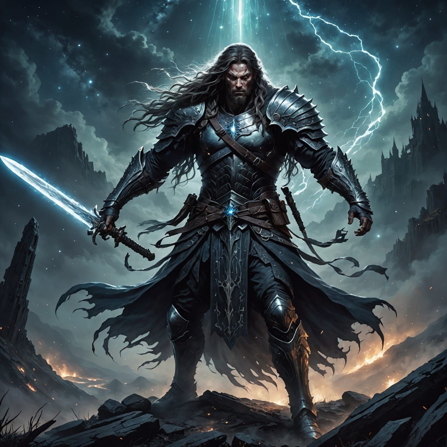 Ethereal Ghost Warrior in Abandoned Land