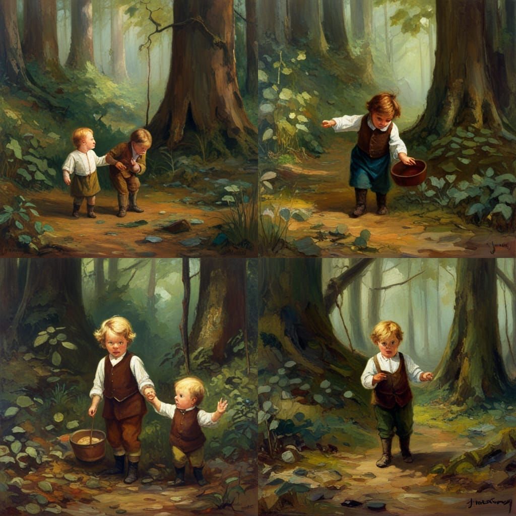 Toddler Halflings Playing: An Oil Painting