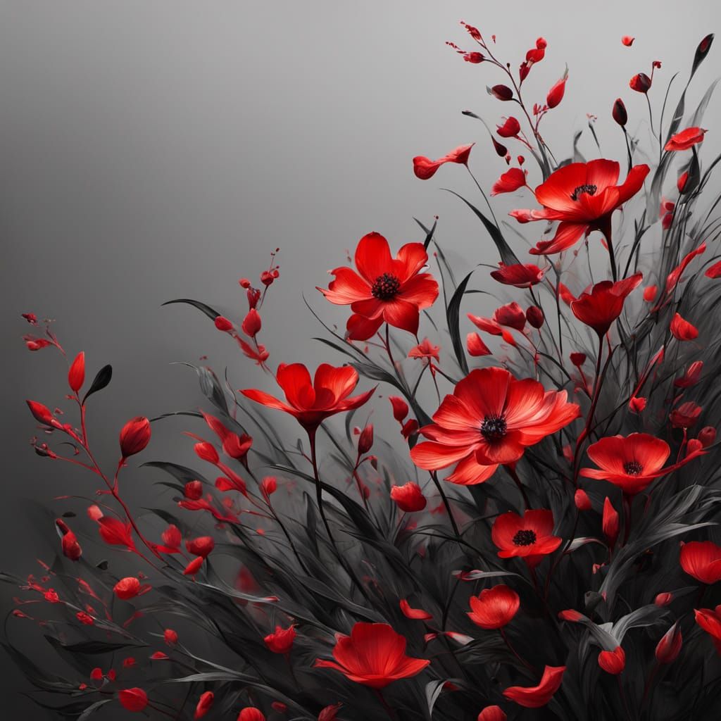 Wild Vermilion Empyral Abstract Floral Art