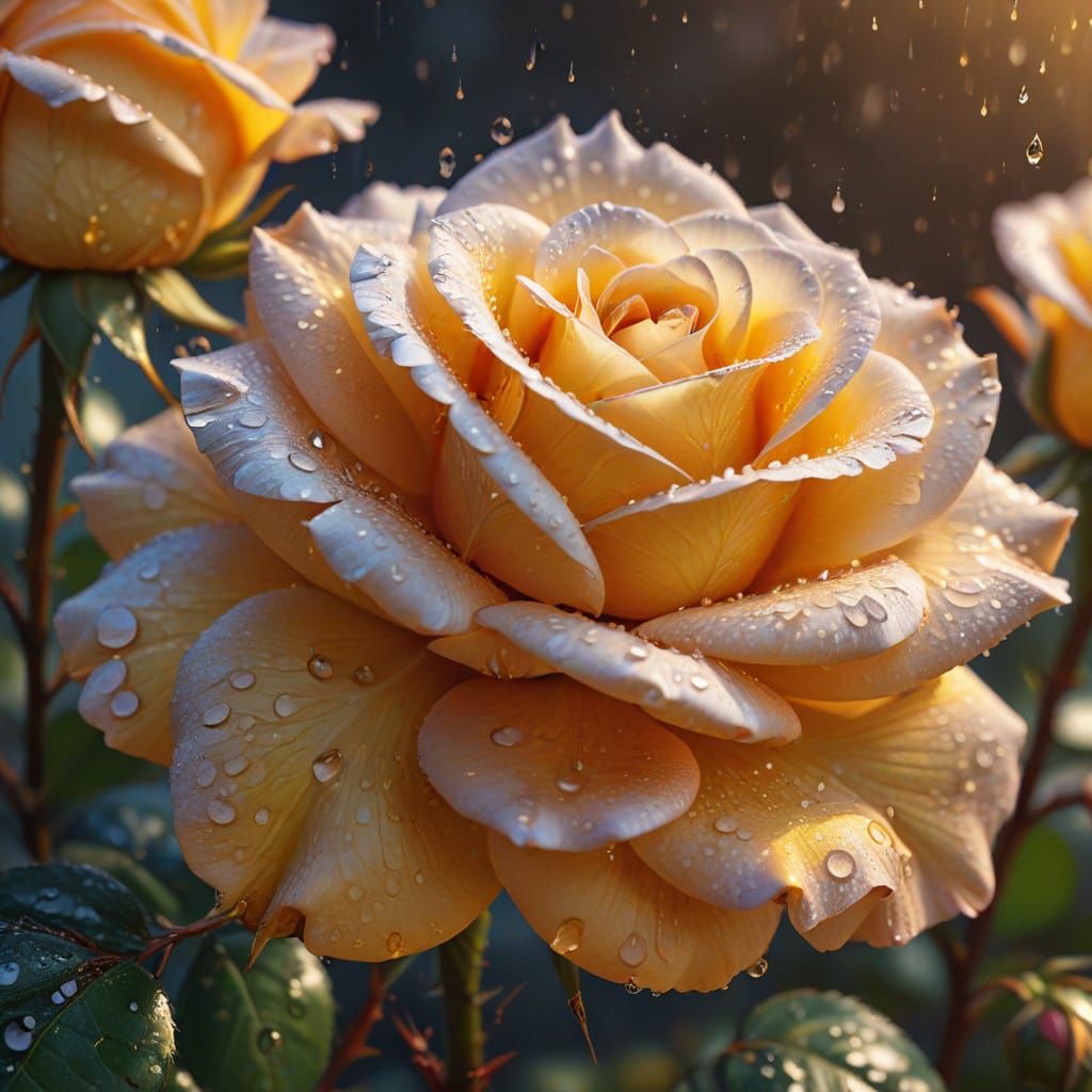 Hyper-Realistic Rose Blooms in Oil Painting Style