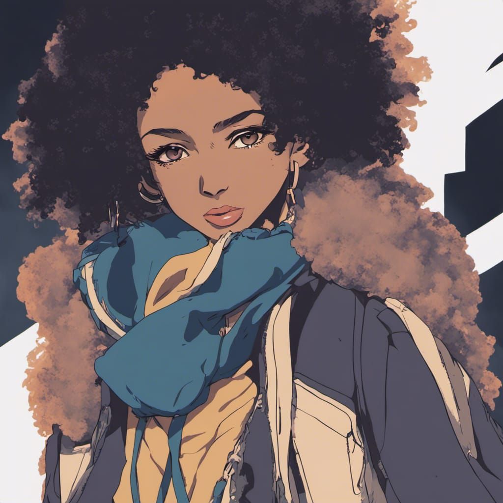 Anime Girl in Solo Leveling Style with Afro