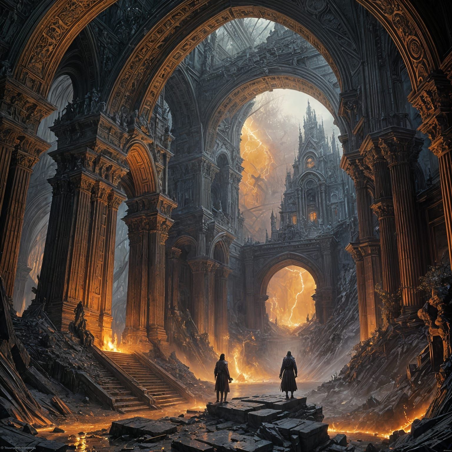 Creepy Forest Rainbow Pit: Dark Fantasy Concept Art