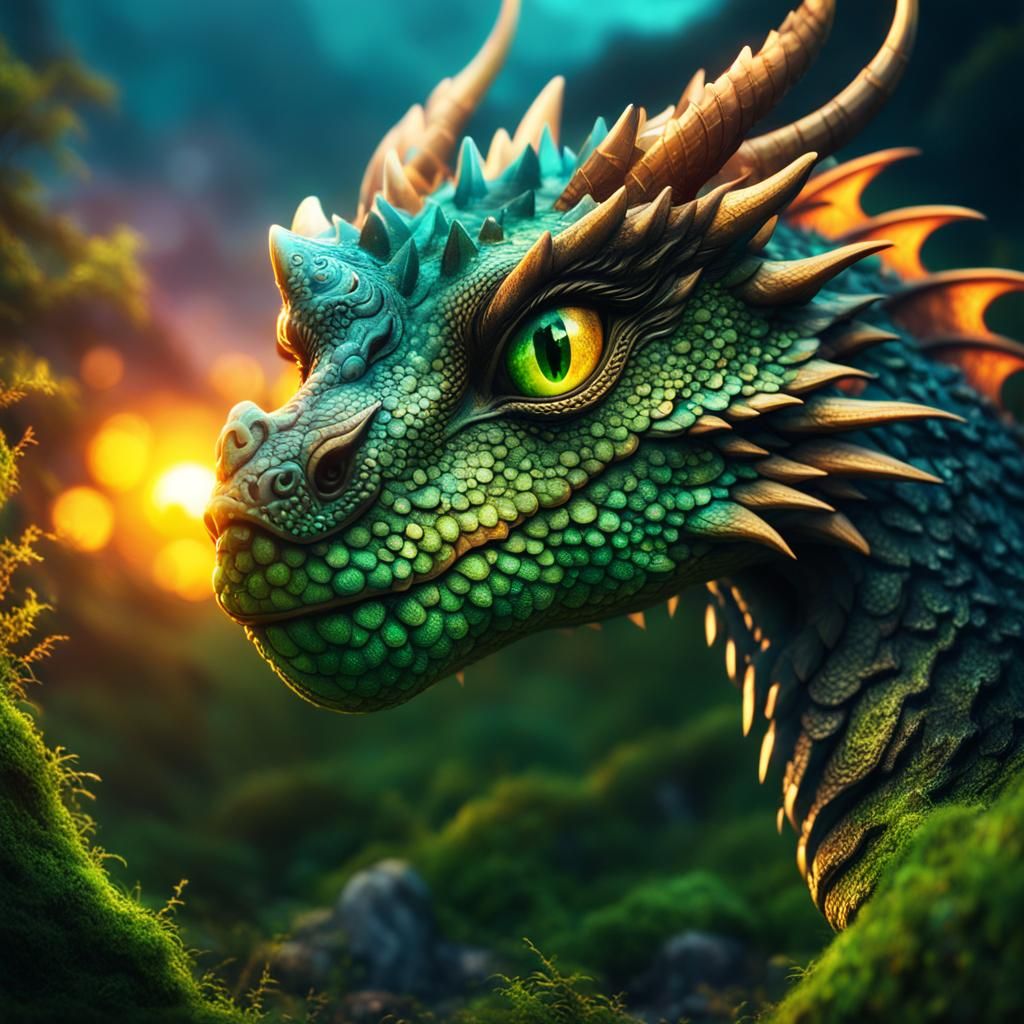 Epic Dragon with Landscape Eyes: Fantasy Illustration