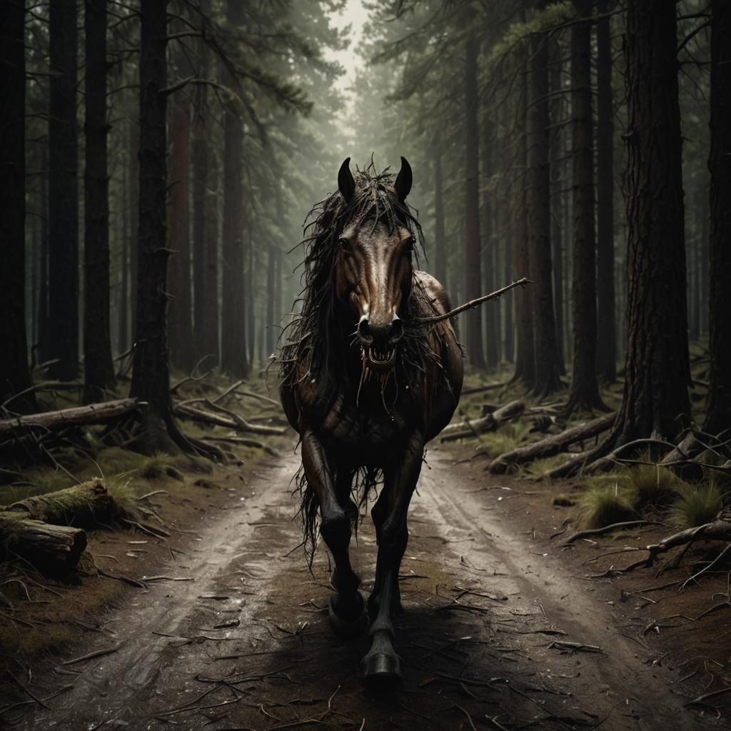 Eldritch Horse Monster in Dark Forest