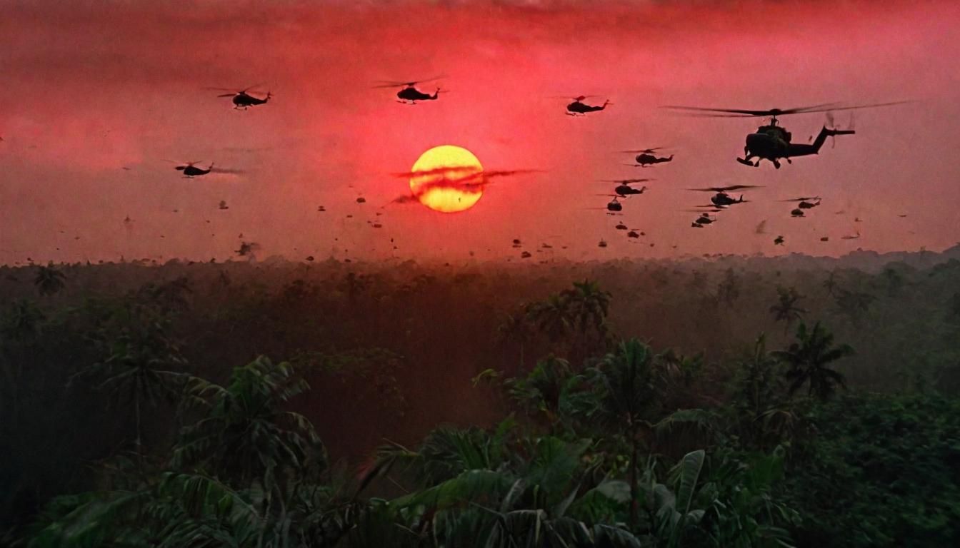 Apocalyptic Vietnam Sunrise Helicopter Flight