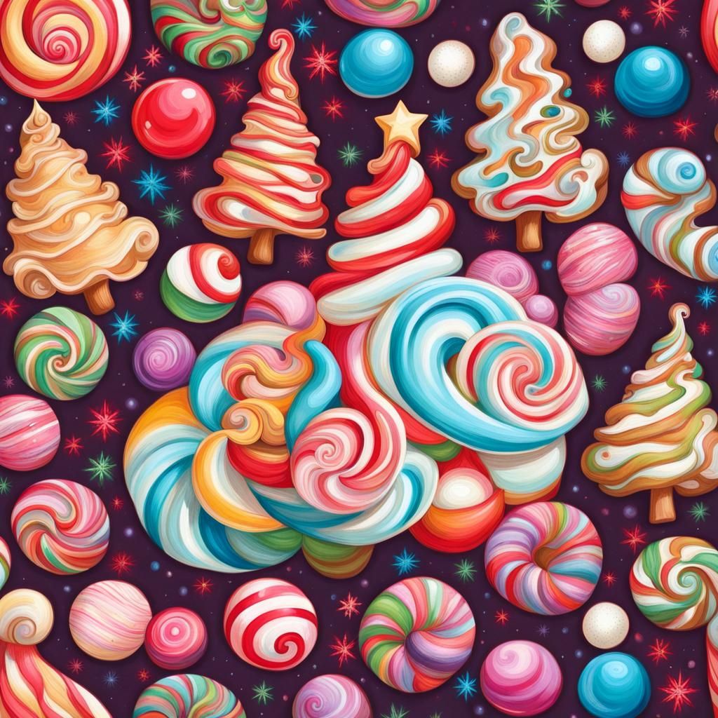 Christmas Tree of Life with Moon in Candyland Style