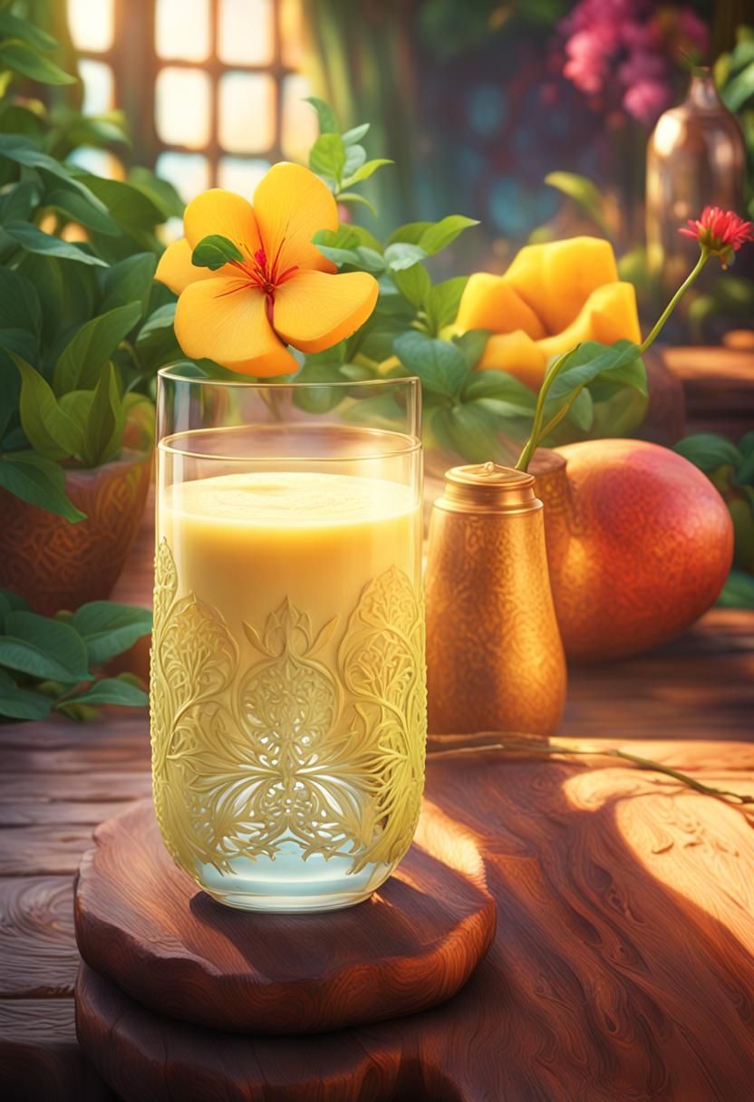 Exotic Mango Lassi Still Life, Fantasy Concept Art