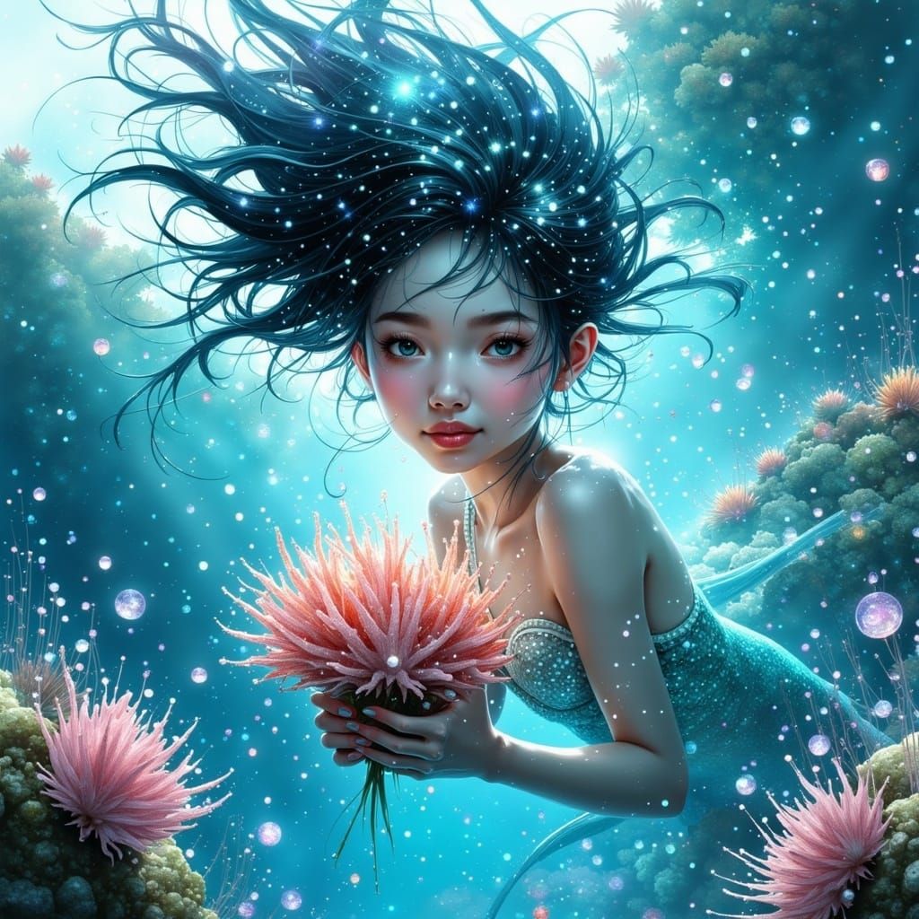 Merman in Tropical Reef Paradise