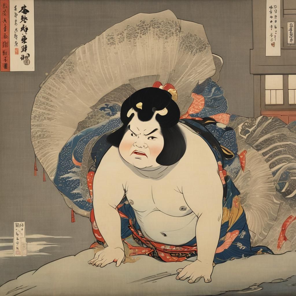 ukiyo-e  Japanese woodblock prints of a sumo wrestler
