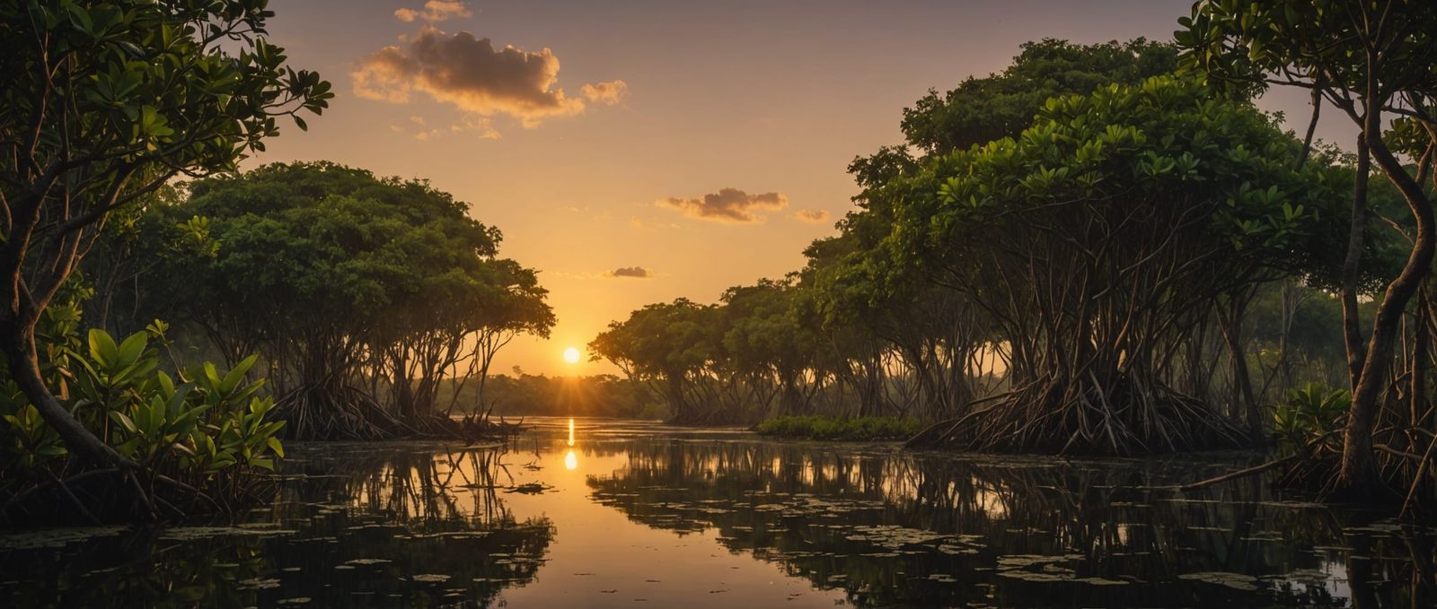 Sunset Mangrove Forest: Digital Matte Painting