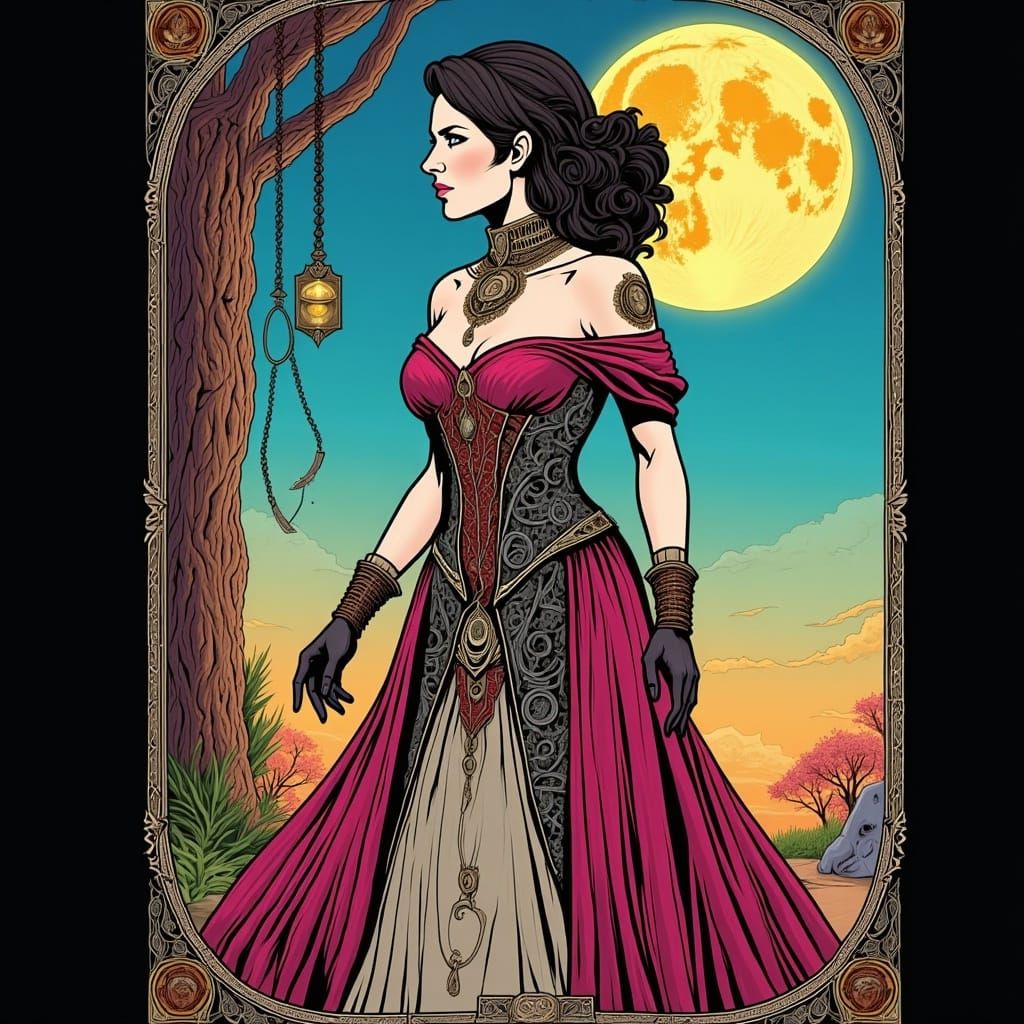 Steampunk Woman in Dreamlike Storybook Illustration