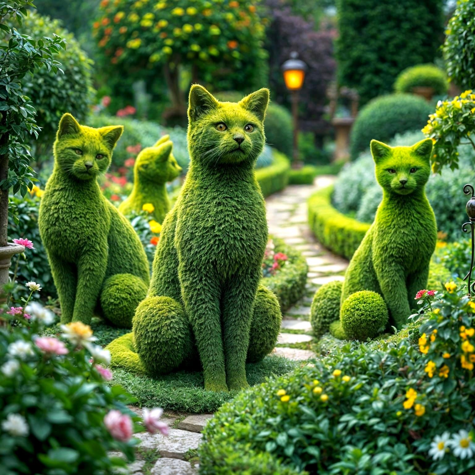 Topiary cats
