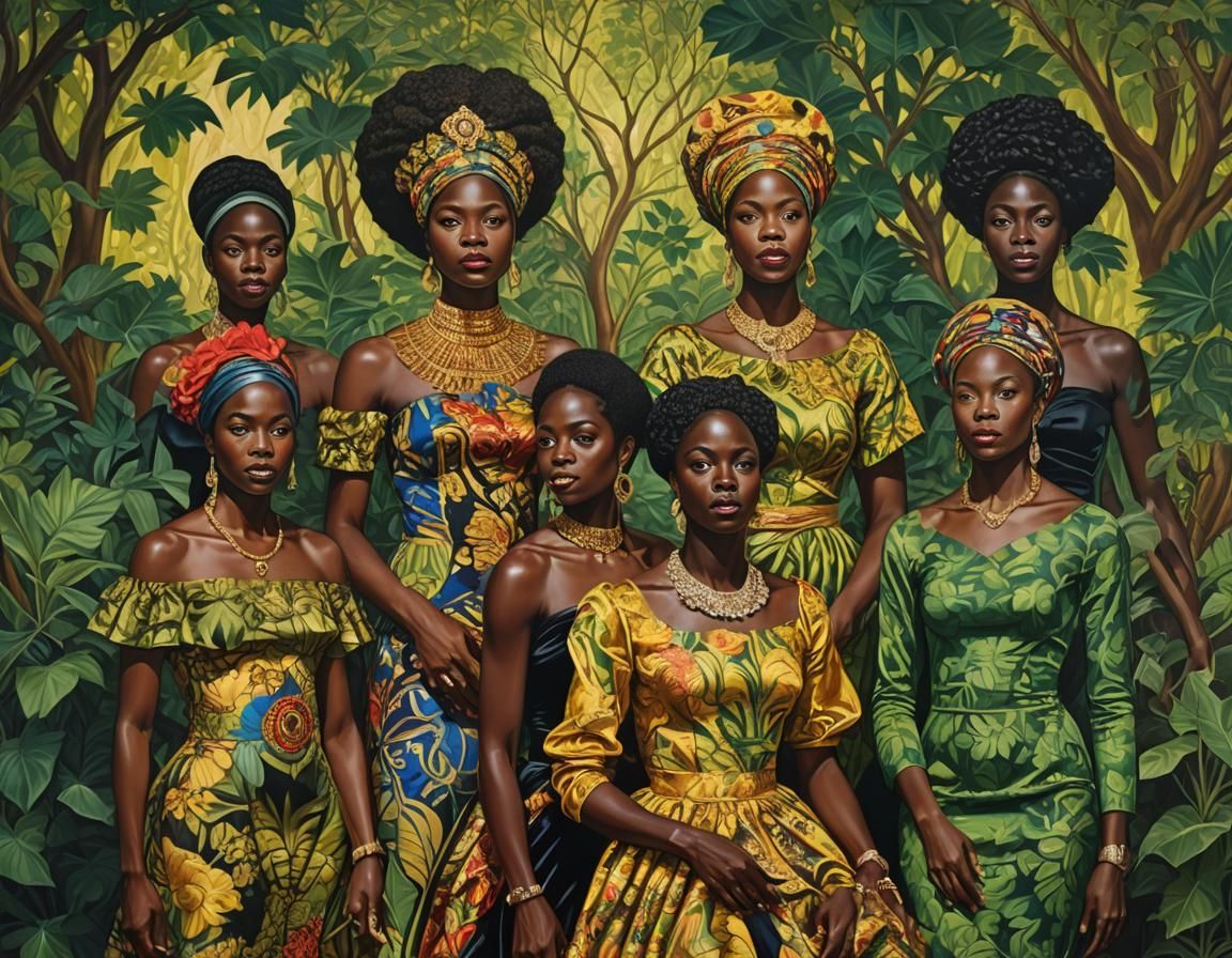 Regal African Queens in Afrofuturist Aurora