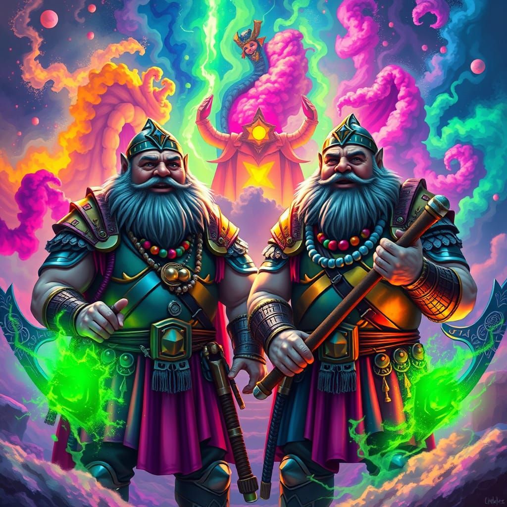 Rainbow Armored Warriors Guard Valhalla in Digital Art