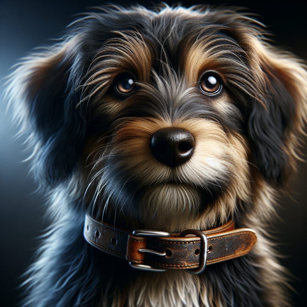 Realistic Portrait of a Mixed Breed Puppy in Ultra HD
